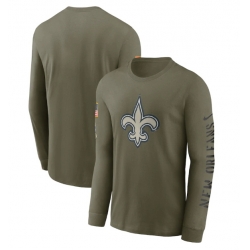 Men New Orleans Saints Olive 2022 Salute To Service Long Sleeve T Shirt