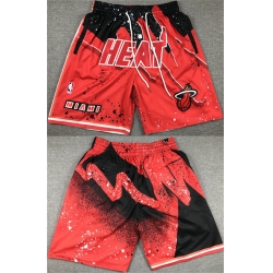 Men Miami Heat Red Black Shorts  28Run Small 29