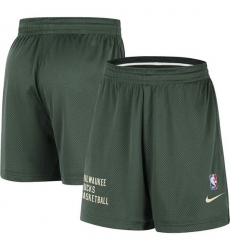 Men Milwaukee Bucks Hunter Green Warm Up Performance Practice Shorts 