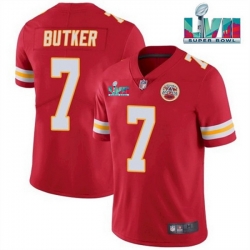 Men Women Youth Toddler Kansas City Chiefs 7 Harrison Butker Red Super Bowl LVII Patch Vapor Untouchable Limited Stitched Jersey