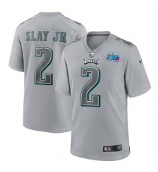 Men Women Youth Toddler Philadelphia Eagles 2 Darius Slay Jr  Grey Super Bowl LVII Patch Atmosphere Fashion Stitched Game Jersey