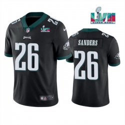 Men Women Youth Toddler Philadelphia Eagles 26 Miles Sanders Black Super Bowl LVII Patch Vapor Untouchable Limited Stitched Jersey