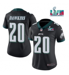 Women Philadelphia Eagles 20 Brian Dawkins Black Super Bowl LVII PatchVapor Untouchable Limited Stitched Football Jersey