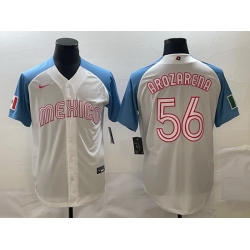 Men Mexico Baseball 56 Randy Arozarena 2023 White Blue World Baseball Classic Stitched JerseyS