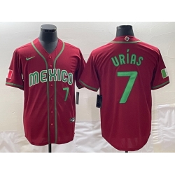 Men Mexico Baseball 7 Julio Urias 2023 Red World Baseball Classic Stitched JerseyS