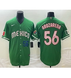 Men's Mexico Baseball #56 Randy Arozarena Number 2023 Green World Classic Stitched Jersey