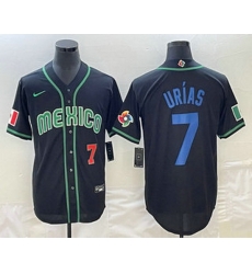 Men's Mexico Baseball #7 Julio Urias Number 2023 Black Blue World Classic Stitched Jersey1