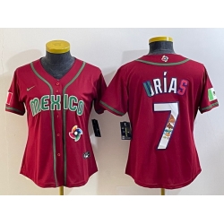 Women's Mexico Baseball #7 Julio Urias Number 2023 Red World Baseball Classic Stitched Jersey11