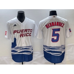 Men Puerto Rico Baseball 5 Enrique Hernandez 2023 White World Baseball Classic Stitched Jersey