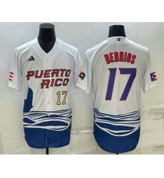 Mens Puerto Rico Baseball #17 Jose Berrios Number 2023 White World Baseball Classic Stitched Jersey