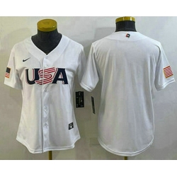 Women's USA Baseball Blank 2023 White World Baseball Classic Stitched Jerseys