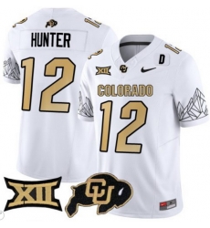 Men Colorado Buffaloes #12 Travis Hunter White Vapor Limited Stitched Football Jersey