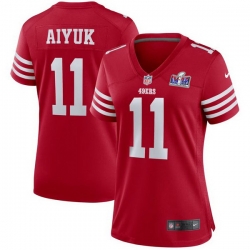 Women San Francisco 49ers 11 Brandon Aiyuk Red 2023 F U S E  Vapor Limited Stitched Football 2024 Super Bowl LVIII Jersey