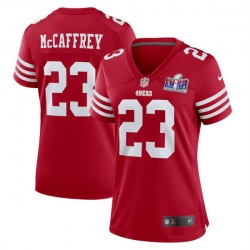 Women San Francisco 49ers 23 Christian McCaffrey Red 2023 F U S E  Vapor Untouchable Limited Stitched Football 2024 Super Bowl LVIII Jersey