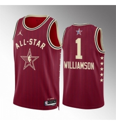 Men 2024 All Star 1 Zion Williamson Crimson Stitched Basketball Jersey