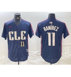 Men Cleveland Guardians 11 Jose Ramirez Navy 2024 City Connect Limited Stitched Baseball Jersey 6