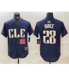 Men Cleveland Guardians 28 Tanner Bibee Navy 2024 City Connect Limited Stitched jerseys 1