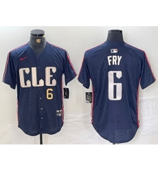 Men Cleveland Guardians 6 David Fry Navy 2024 City Connect Limited Stitched Baseball Jersey 1