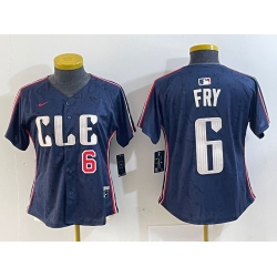 Women 27 Cleveland Guardians 6 David Fry Navy 2024 City Connect Limited Stitched jerseys