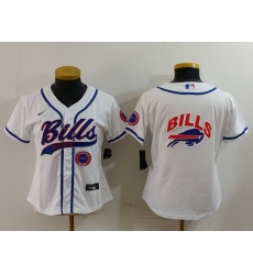 Women Buffalo Bills White Team Big Logo With Patch Cool Base Stitched Baseball Jersey