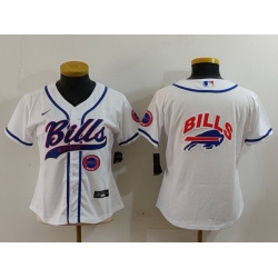 Women Buffalo Bills White Team Big Logo With Patch Cool Base Stitched Baseball Jersey