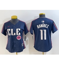 Women Cleveland Guardians 11 Jose Ram EDrez Navy 2024 City Connect Limited Stitched Baseball Jersey 2