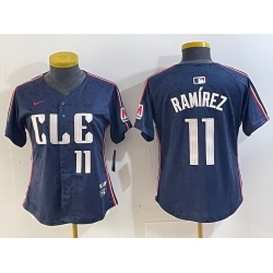 Women Cleveland Guardians 11 Jose Ram EDrez Navy 2024 City Connect Limited Stitched Baseball Jersey 4