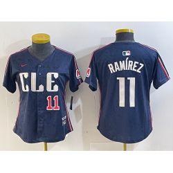 Women Cleveland Guardians 11 Jose Ram EDrez Navy 2024 City Connect Limited Stitched Baseball Jersey 7