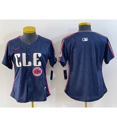 Women Cleveland Guardians Team Big Logo Navy 2024 City Connect Stitched Baseball Jersey 2