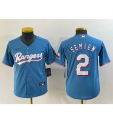 Women MLB Rangers 2 Marcus Semien Blue Nike Cool Base Women Jersey