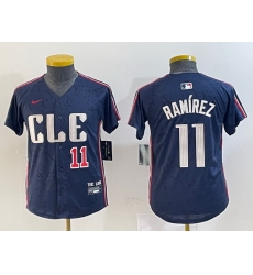 Youth Cleveland Guardians 11 Jos E9 Ram EDrez Navy 2024 City Connect Limited Stitched Baseball Jersey  1