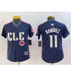 Youth Cleveland Guardians 11 Jos E9 Ram EDrez Navy 2024 City Connect Limited Stitched Baseball Jersey 2