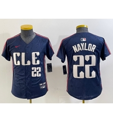 Youth Cleveland Guardians 22 Josh Naylor Navy 2024 City Connect Limited Stitched jerseys 8