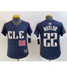 Youth Cleveland Guardians 22 Josh Naylor Navy 2024 City Connect Limited Stitched jerseys