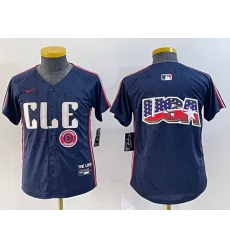 Youth Cleveland Guardians Team Big Logo Navy 2024 City Connect Stitched Baseball JerseyS 3