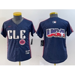 Youth Cleveland Guardians Team Big Logo Navy 2024 City Connect Stitched Baseball JerseyS 3