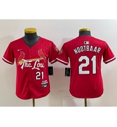 Youth St  Louis Cardinals 21 Lars Nootbaar Red 2024 City Connect Stitched Baseball Jersey