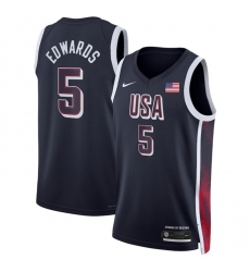 Men USA Basketball 5 Anthony Edwards Navy 2024 Swingman Stitched Jersey