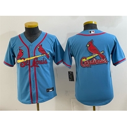 Youth St  Louis Cardinals Team Big Logo Blue Cool Base Stitched Baseball Jersey