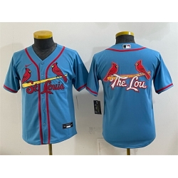 Youth St  Louis Cardinals Team Big Logo Blue Cool Base Stitched Baseball Jerseys
