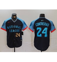 Men National League 24 William Contreras Navy 2024 All Star Limited Stitched Baseball Jersey 3