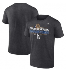 Men Los Angeles Dodgers Heather Charcoal Big  26 Tall 2024 World Series Champions Locker Room T Shirt