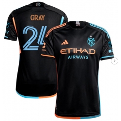 Men's New York City FC Tayvon Gray adidas Black 2024 24 7 Kit Authentic Player Jersey