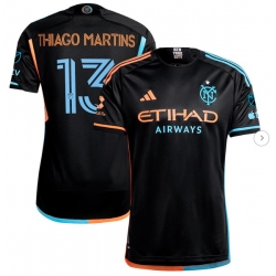Men's New York City FC Thiago Martins adidas Black 2024 24 7 Kit Authentic Player Jersey