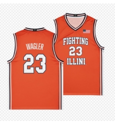 Men Illinois Fighting Illini Keaton Wagler Orange Stitched Basketball Jersey Men Illinois Fighting Illini Keaton Wagler Orange Stitched Basketball Jersey