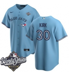 Men Toronto Blue Jays 30 Alejandro Kirk Light Blue Cool Base Stitched Jersey