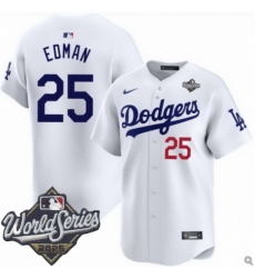 Men Los Angeles Dodgers 25 Tommy Edman 2025 World Series Cool Base Stitched Baseball Jersey White