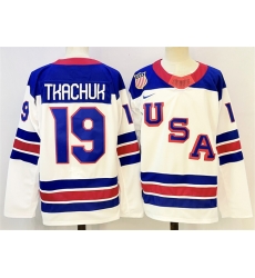 Men USA 19 Matthew Tkachuk White 2025 2026 Stitched Jersey Men USA 19 Matthew Tkachuk White 2025 2026 Stitched Jersey