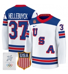 Men USA 37 Connor Hellebuyck Home White 2026 Olympic Hockey Jersey Men USA 37 Connor Hellebuyck Home White 2026 Olympic Hockey Jersey