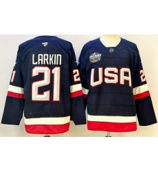 Men's USA #21 Dylan Larkin Blue 2026 Stitched Jersey Men's USA #21 Dylan Larkin Blue 2026 Stitched Jersey